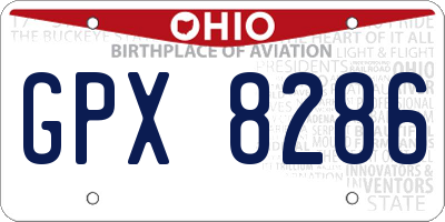 OH license plate GPX8286
