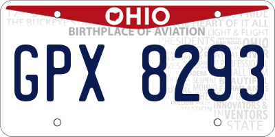 OH license plate GPX8293