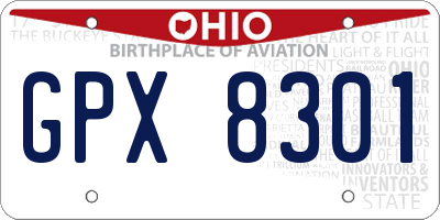OH license plate GPX8301