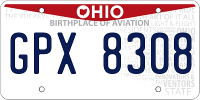 OH license plate GPX8308