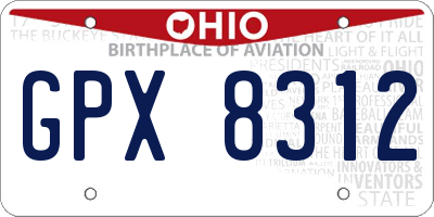 OH license plate GPX8312