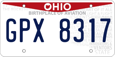 OH license plate GPX8317