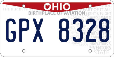 OH license plate GPX8328