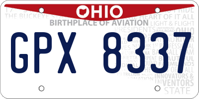 OH license plate GPX8337