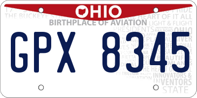 OH license plate GPX8345