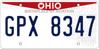 OH license plate GPX8347