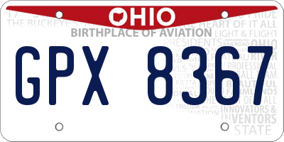OH license plate GPX8367