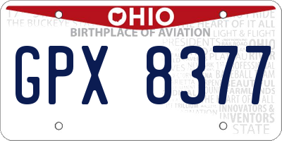 OH license plate GPX8377
