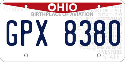 OH license plate GPX8380