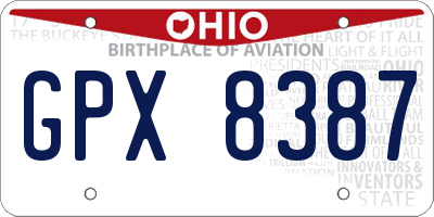 OH license plate GPX8387