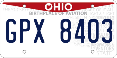 OH license plate GPX8403