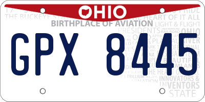 OH license plate GPX8445