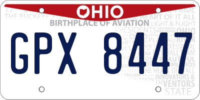 OH license plate GPX8447