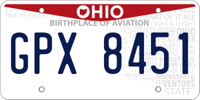 OH license plate GPX8451