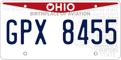 OH license plate GPX8455