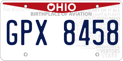 OH license plate GPX8458