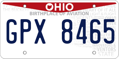 OH license plate GPX8465
