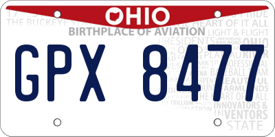 OH license plate GPX8477