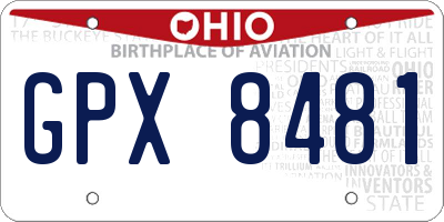 OH license plate GPX8481