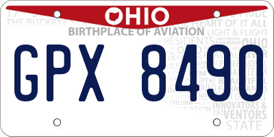 OH license plate GPX8490