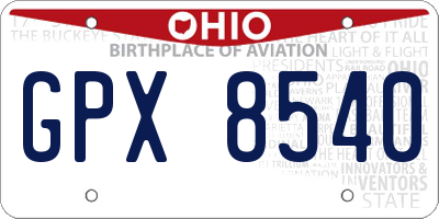 OH license plate GPX8540