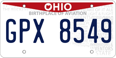 OH license plate GPX8549