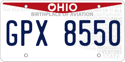 OH license plate GPX8550