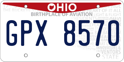 OH license plate GPX8570