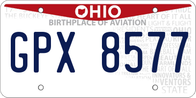 OH license plate GPX8577