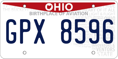OH license plate GPX8596