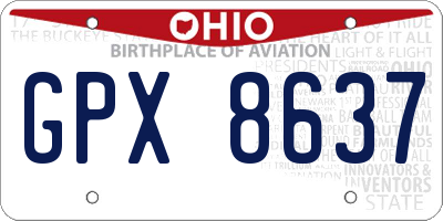 OH license plate GPX8637