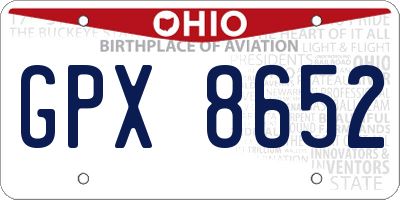 OH license plate GPX8652