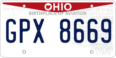 OH license plate GPX8669