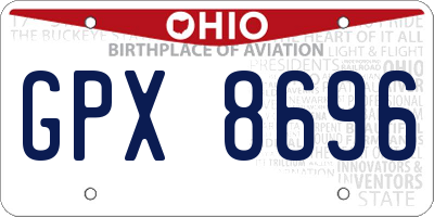 OH license plate GPX8696