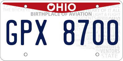 OH license plate GPX8700