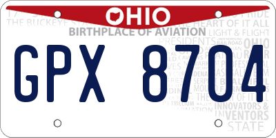 OH license plate GPX8704