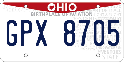 OH license plate GPX8705