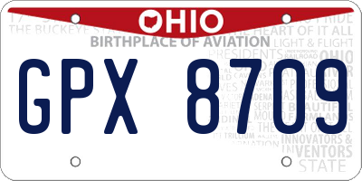 OH license plate GPX8709