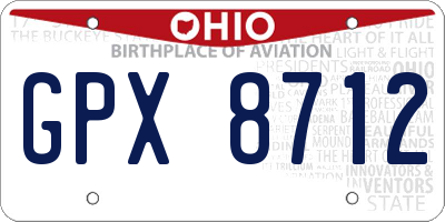 OH license plate GPX8712