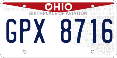 OH license plate GPX8716