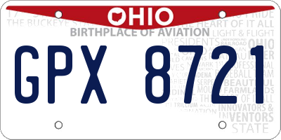 OH license plate GPX8721