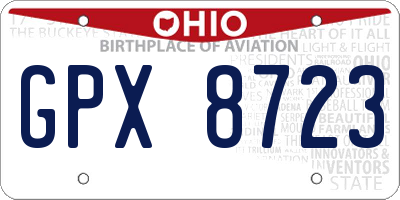 OH license plate GPX8723