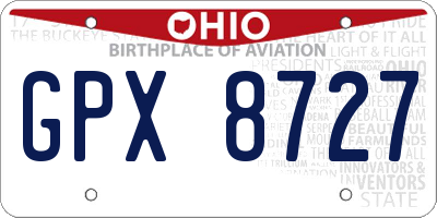 OH license plate GPX8727