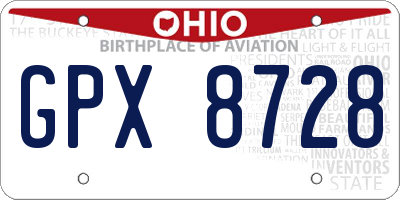 OH license plate GPX8728