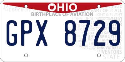 OH license plate GPX8729