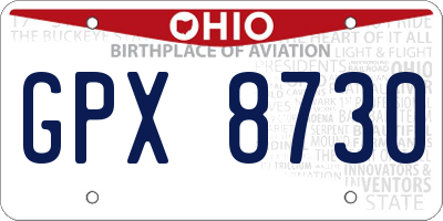 OH license plate GPX8730
