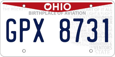 OH license plate GPX8731
