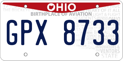 OH license plate GPX8733