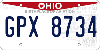 OH license plate GPX8734