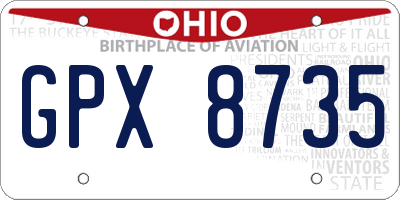 OH license plate GPX8735